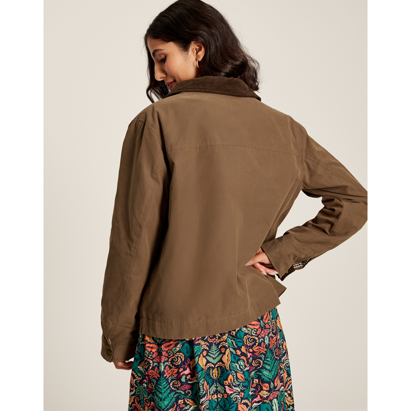 Joules Belfield Cropped Wax Jacket - Sable Brown-3